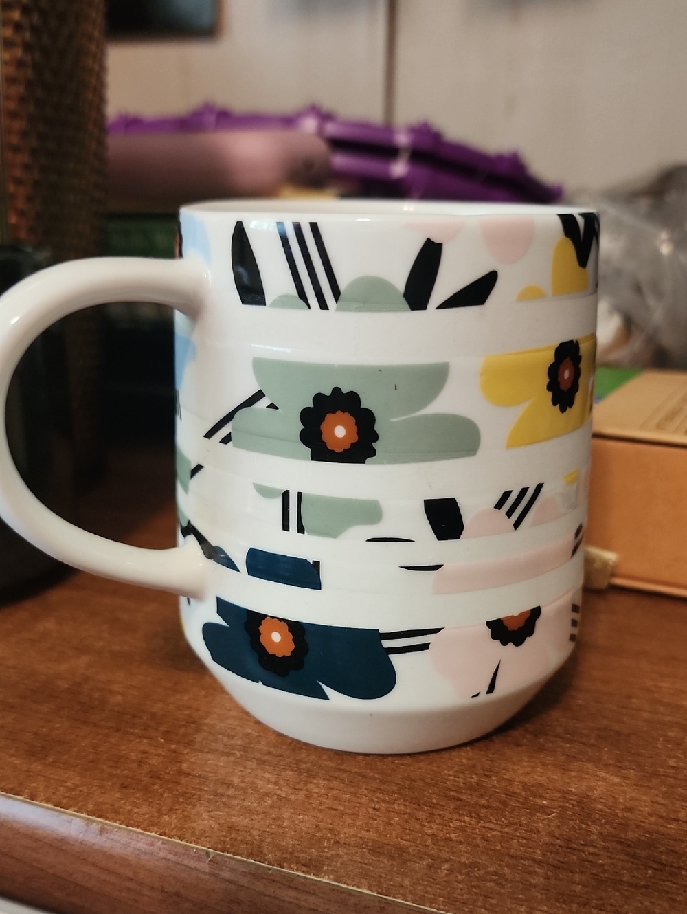 Starbucks 2018 Mug Sakura Cherry Blossom Floral Ceramic 12 oz White Yellow Pink